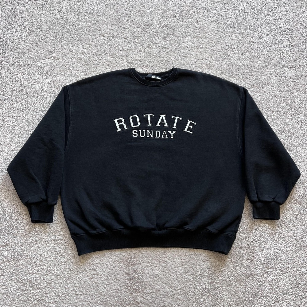 ROTATE Birger Christensen Sunday Oversized Crewneck Womens L Black Fleece